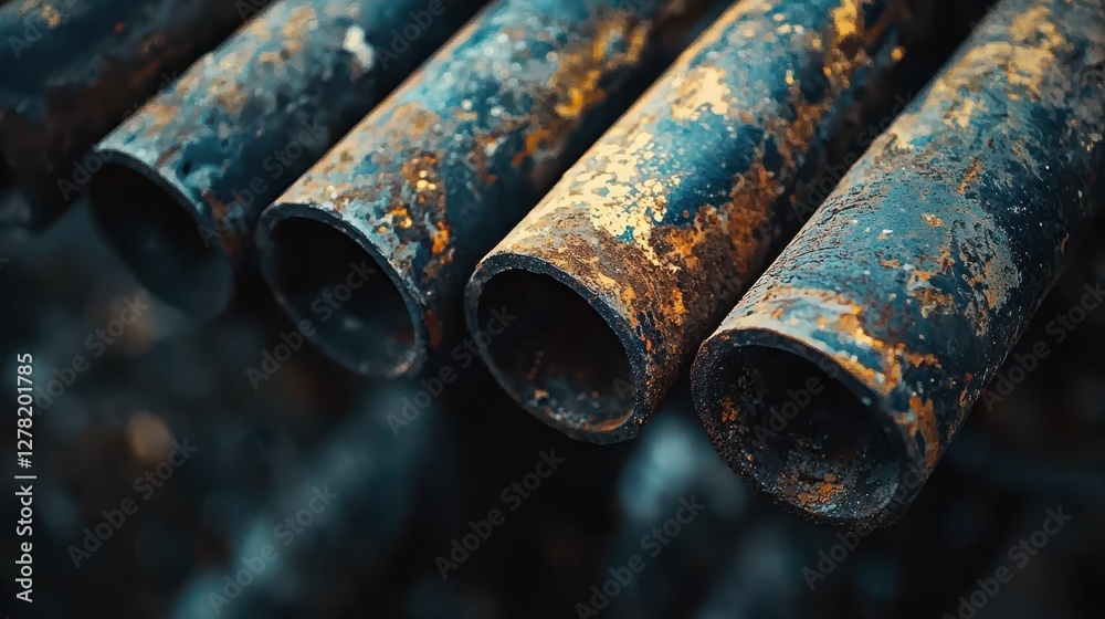 Rusty Metal Pipes with Detailed Texture Shot for Industrial Themes Rusty Metal Pipes with Detailed Texture Shot for Industrial Themes