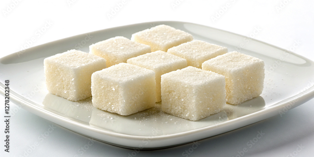 Sugar Cubes Isolated on a White Background, Perfect for Sweetening Beverages Sugar Cubes Isolated on a White Background, Perfect for Sweetening Beverages