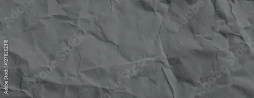 Gray crumpled paper background with a textured, wrinkled style. The gray background adds a rustic, artistic feel. Paper texture background vector. Gray background.