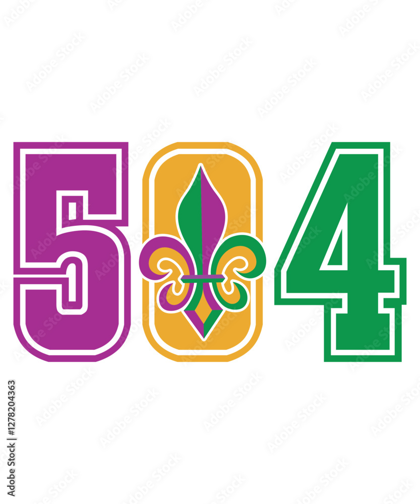 Fototapeta premium Mardi Gras 504 Nola T-Shirt Design