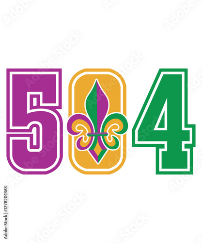 Mardi Gras 504 Nola T-Shirt Design