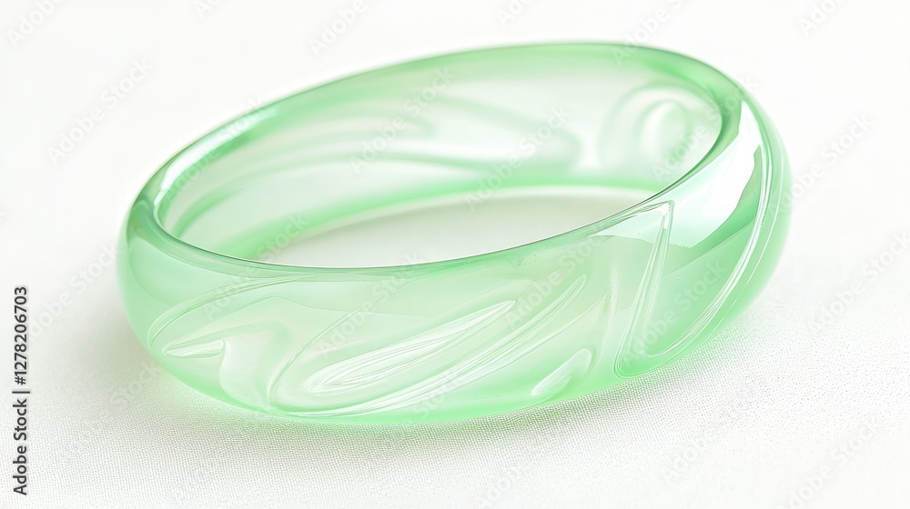 Naklejka premium Minimalist Jade Bangle with Elegant Etched Design for Fashion