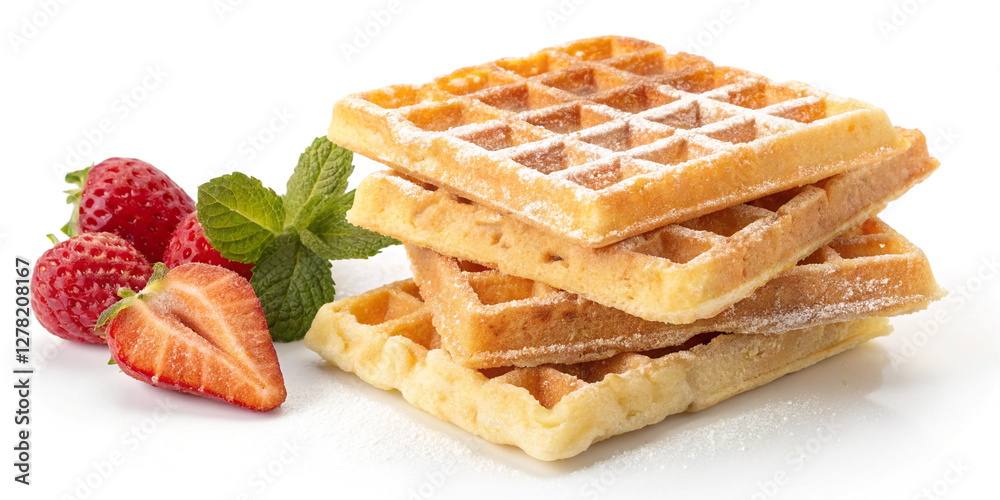 Delicious Waffles Isolated on a White Background, Perfect for Breakfast and Dessert Delicious Waffles Isolated on a White Background, Perfect for Breakfast and Dessert