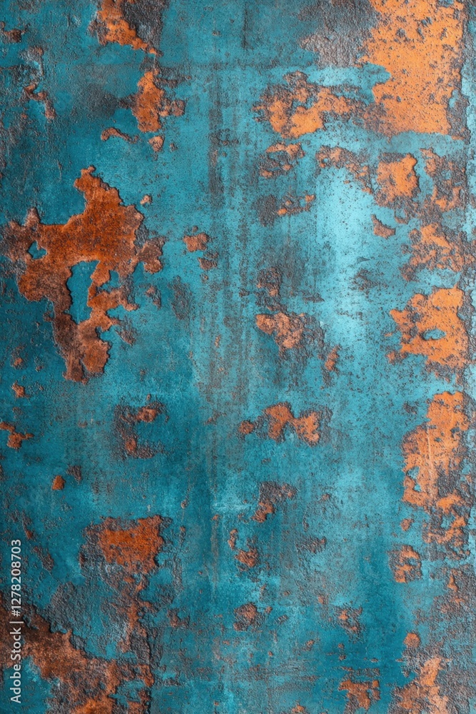 Distressed Turquoise Surface with Rust Accents Captivating Texture and Visual Depth Ideal for Grunge Style Design and Industrial Aesthetic Distressed Turquoise Surface with Rust Accents Captivating Texture and Visual Depth Ideal for Grunge Style Design and Industrial Aesthetic