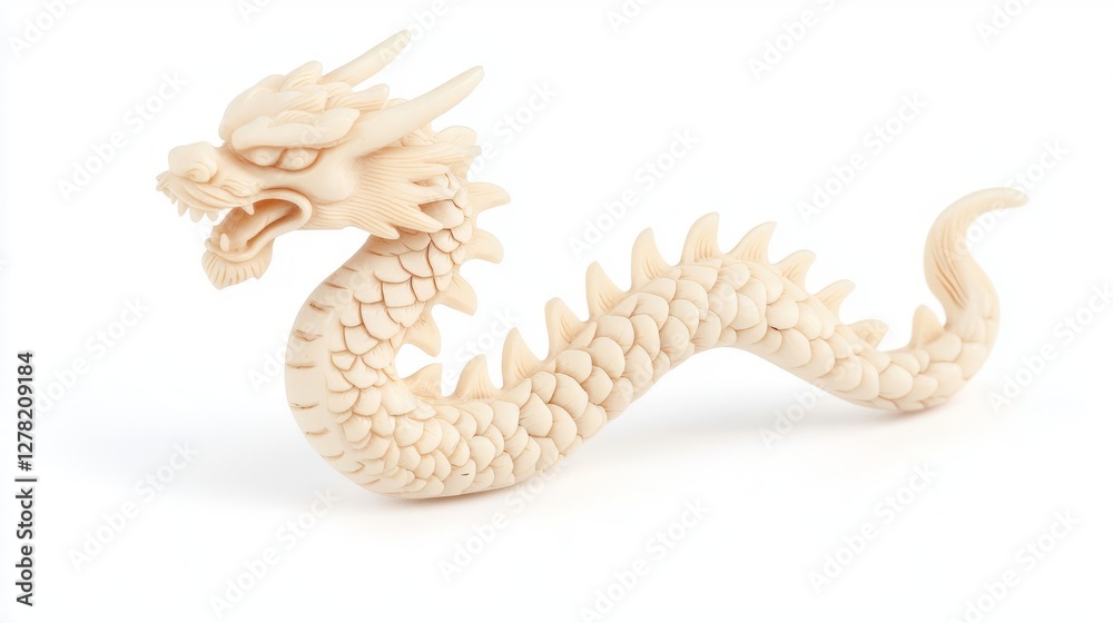 Fototapeta premium Small Carved Bone Pendant Shaped Like a Dragon for Jewelry Making