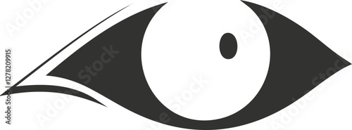 Monochrome eye icon with minimalist design and bold outlines.