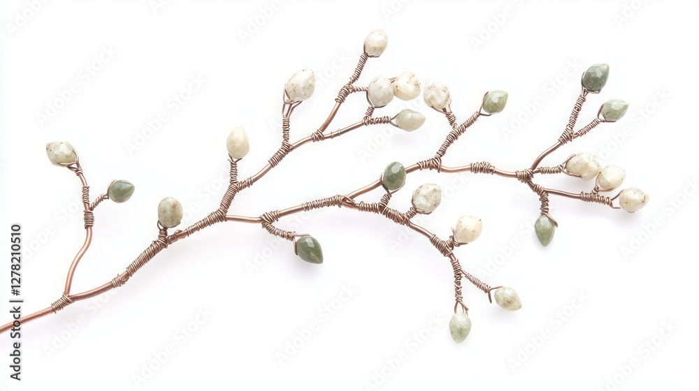 Handcrafted Copper Hair Ornament with Natural Stone Details