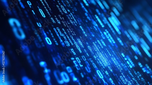 Glowing Digital Matrix in Futuristic Blue Tones Abstract Background  Technological innovation coding and programming cyber security digital infrastructure internet connectivity hi tech environment