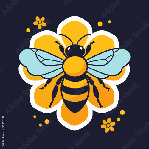 Cute Honeybee on a Vibrant Yellow Flower
