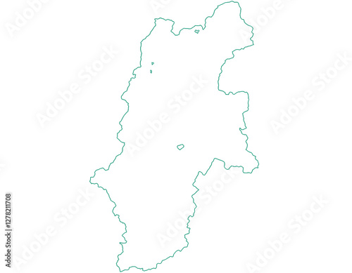 長野県　地図　白　イラスト