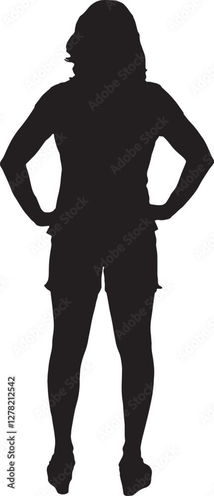 vector; silhouette; back view of woman in a summer outfit vector; silhouette; back view of woman in a summer outfit
