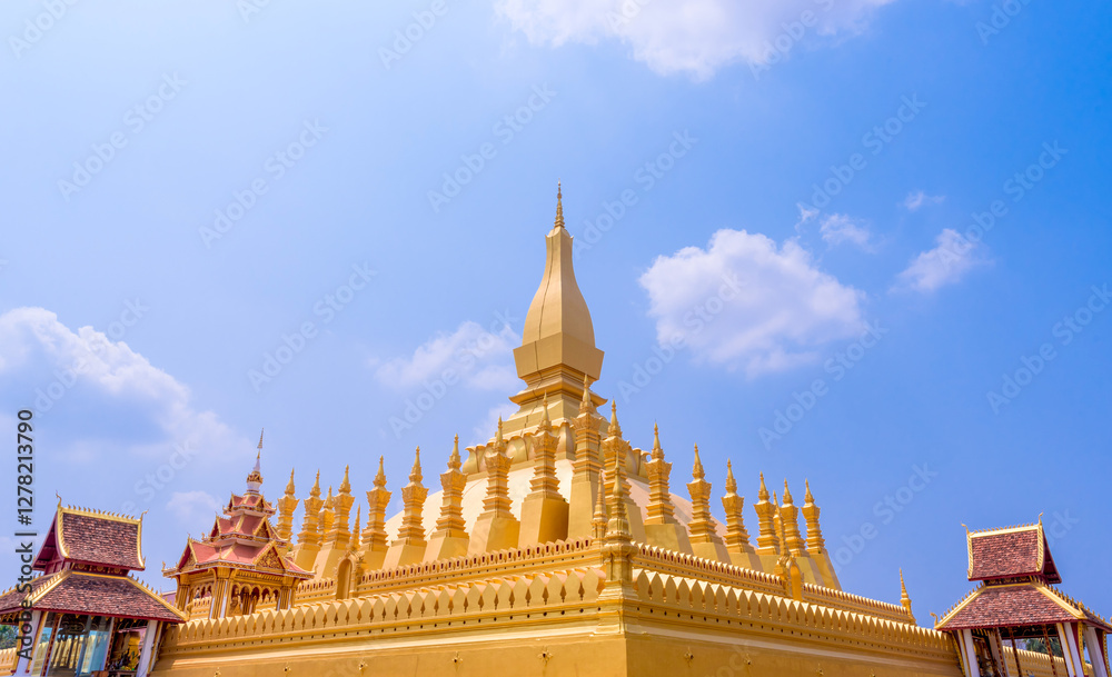 The most beautiful Viewpoint Architecture at Pha That Luang Temple in Vientiane, Laos The most beautiful Viewpoint Architecture at Pha That Luang Temple in Vientiane, Laos