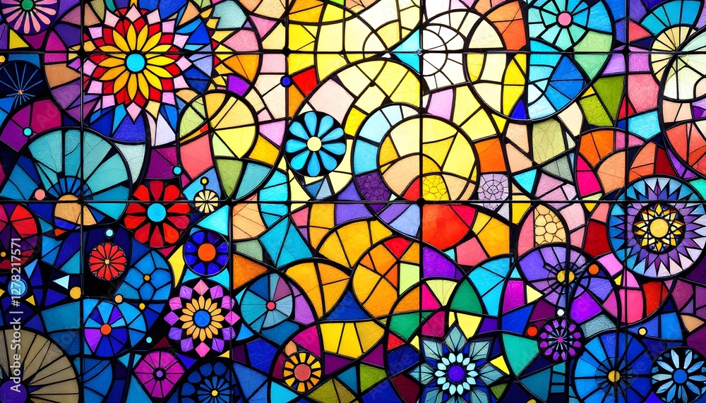 Vibrant Colorful Mosaic Art Glass Pattern Design Vibrant Colorful Mosaic Art Glass Pattern Design