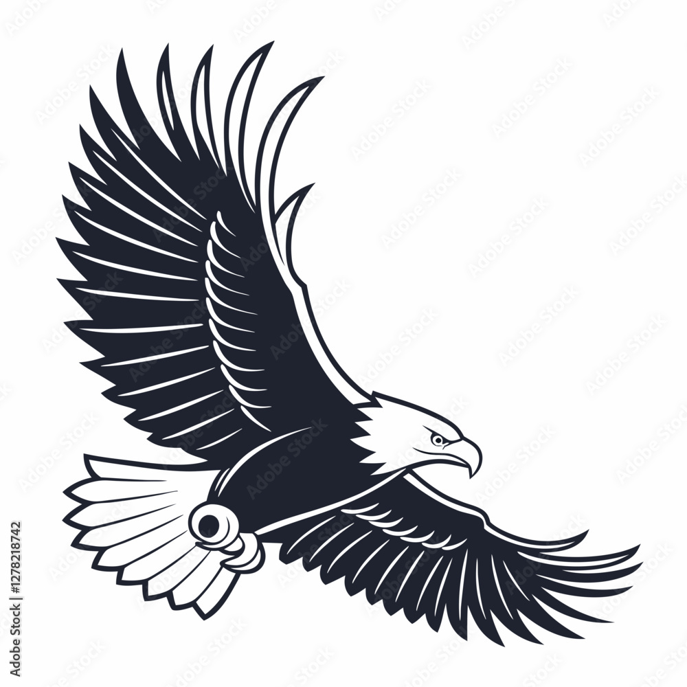 Fototapeta premium his stylized, graphic illustration showcases a detailed line drawing Line Art Illustration of an Eagle's