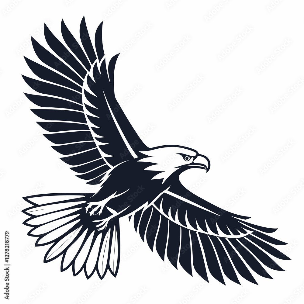 Fototapeta premium his stylized, graphic illustration showcases a detailed line drawing Line Art Illustration of an Eagle's
