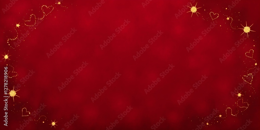 Festive Red Background: A vibrant red backdrop adorned with a delicate golden heart and star design, creating a romantic and celebratory atmosphere. Festive Red Background: A vibrant red backdrop adorned with a delicate golden heart and star design, creating a romantic and celebratory atmosphere.