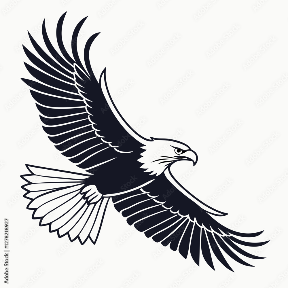 Fototapeta premium his stylized, graphic illustration showcases a detailed line drawing Line Art Illustration of an Eagle's