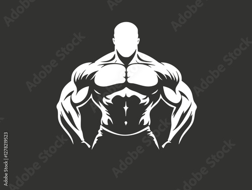 Silhouette of a muscular figure representing strength and bodybuilding.