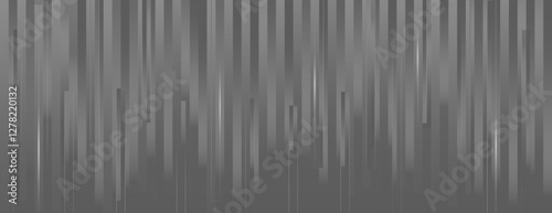Abstract background with vertical grey stripes. The background features a glossy, metallic texture with vibrant grey color scheme. Surreal geometric bar pattern background. Grey background vector.
