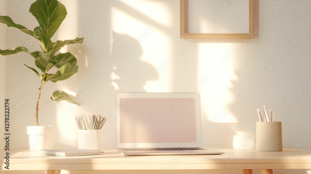 Creative remote desk setup home office inspirational workspace bright environment minimalist viewpoint productivity concept Creative remote desk setup home office inspirational workspace bright environment minimalist viewpoint productivity concept