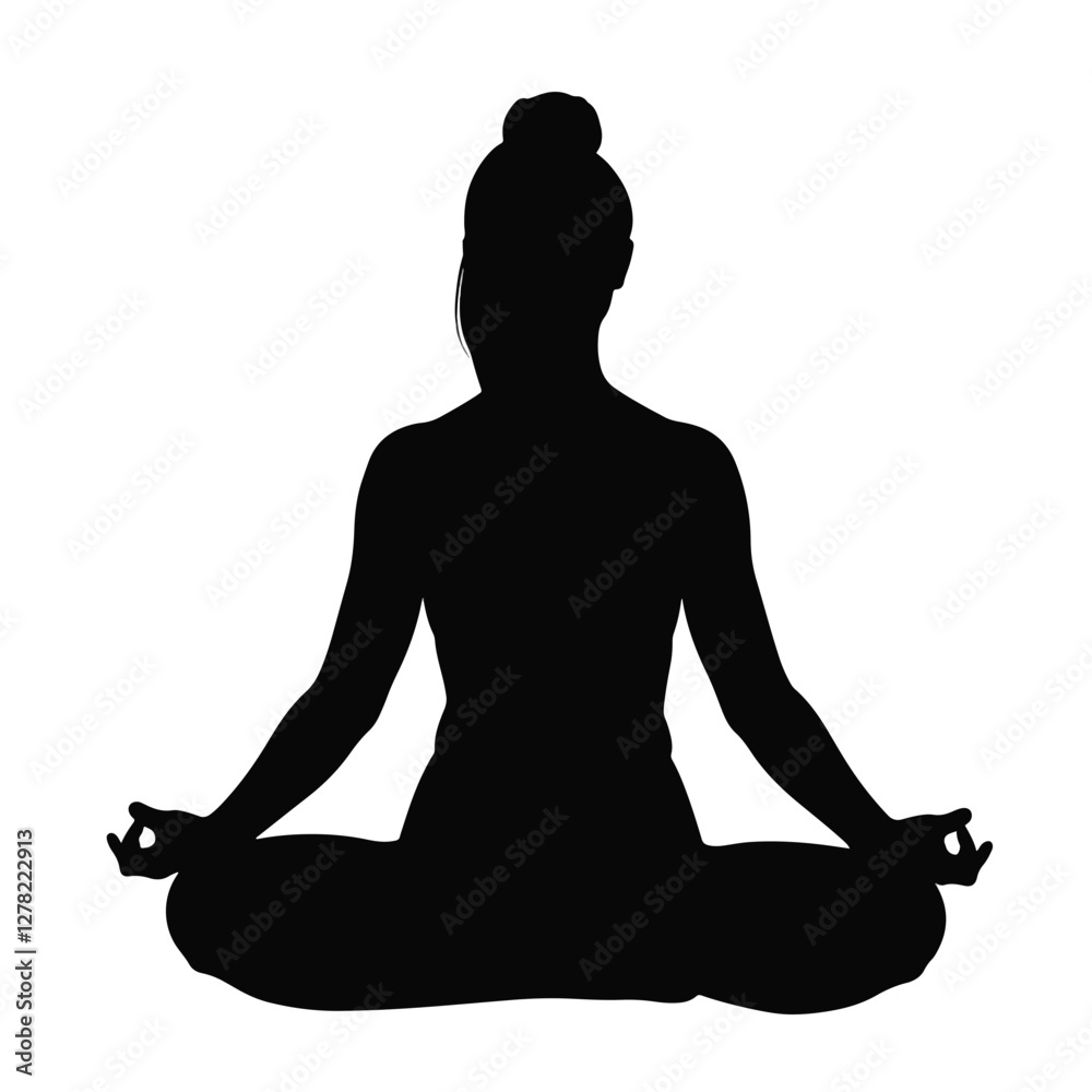 Hispanic female meditating in lotus pose, black and white serenity Hispanic female meditating in lotus pose, black and white serenity