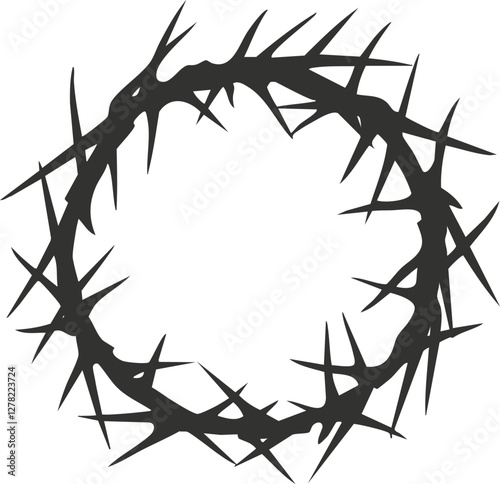 Black silhouette of a crown of thorns on a white background.