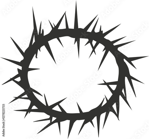 Black silhouette of a crown of thorns symbol on white background.