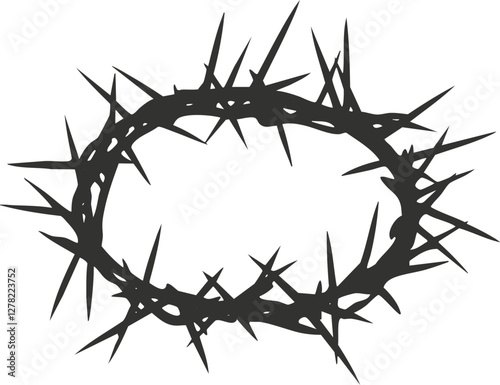 Black silhouette of a thorn crown symbolizing suffering and faith.