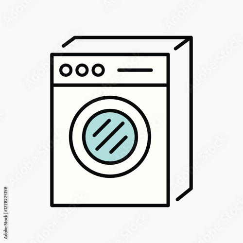 Washing machine icon, line art design vector