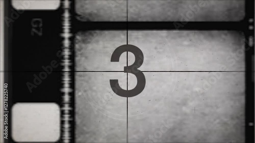 Vintage film strip background, Film Overlay with scratches and grain texture and countdown numbers