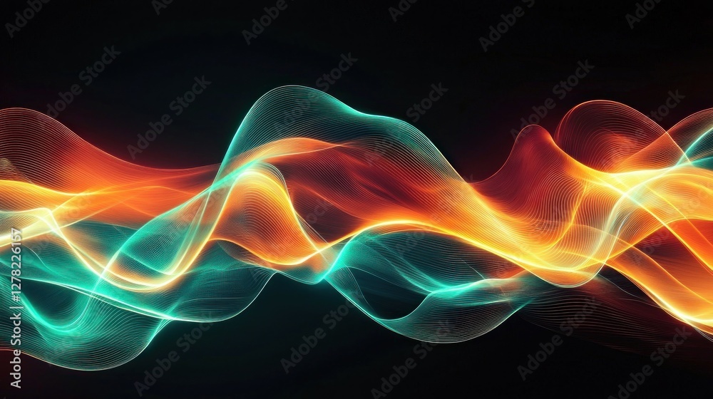 Abstract Orange and Teal Energy Waves Digital Art Abstract Orange and Teal Energy Waves Digital Art
