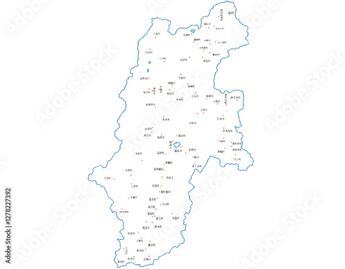 長野県　地図　白　斑点　イラスト