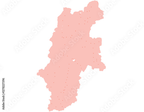 長野県　地図　ピンク　斑点　イラスト