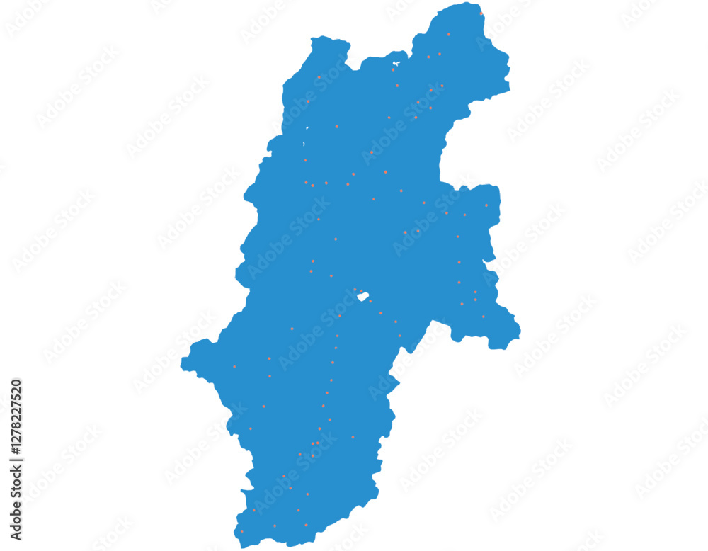 Obraz premium 長野県 地図 ブルー 斑点 イラスト