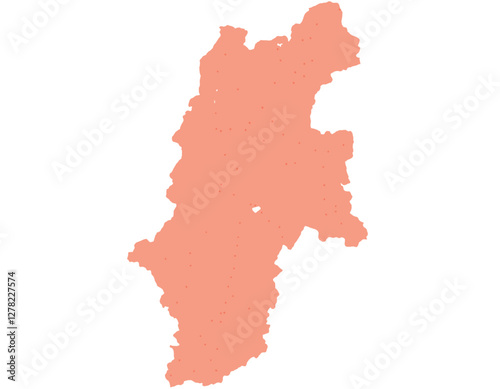 長野県　地図　オレンジ　斑点　イラスト