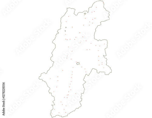 長野県　地図　白　斑点　イラスト