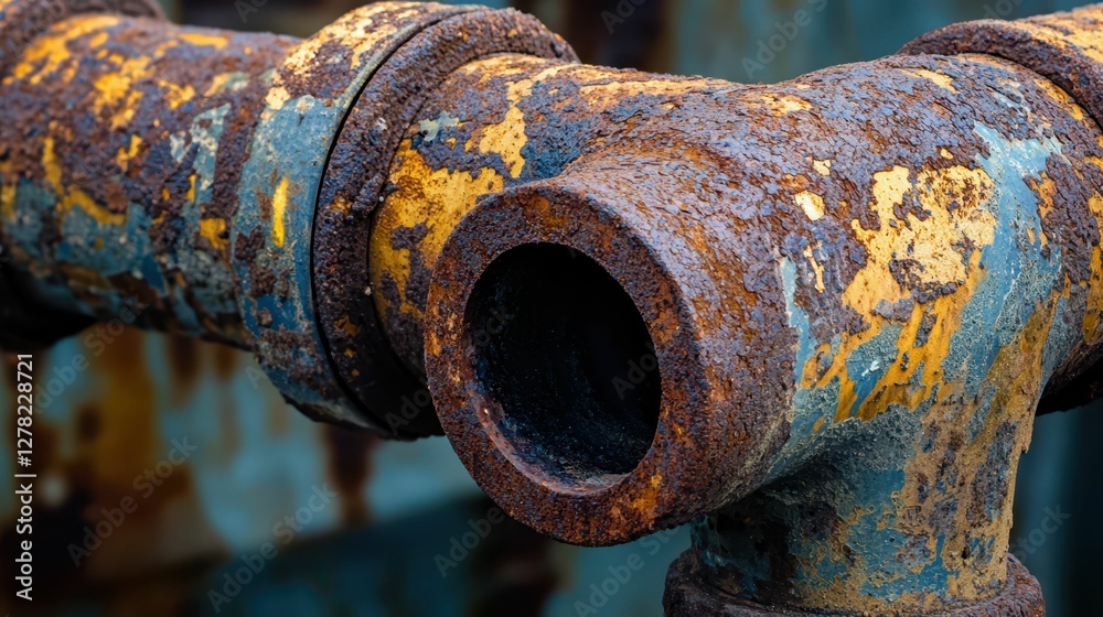 Rusty Metal Pipe with Flaking Paint and Weathered Surface Texture Rusty Metal Pipe with Flaking Paint and Weathered Surface Texture