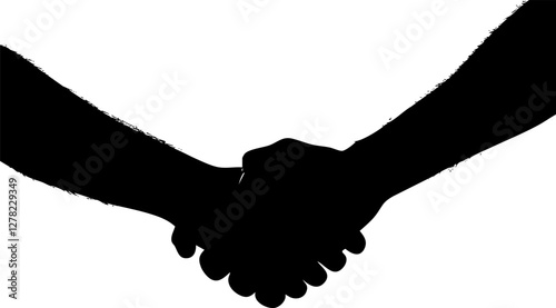 Silhouette of a handshake symbolizing agreement and partnership.