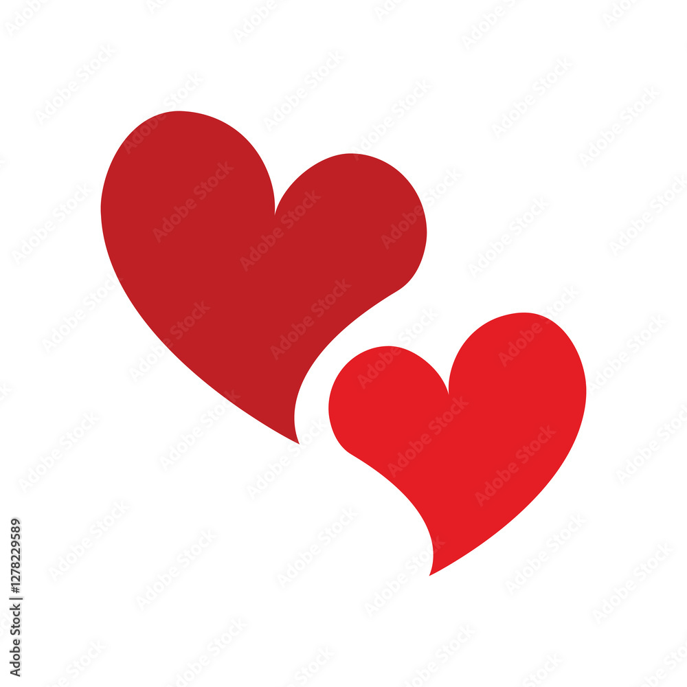 Two Intertwined Red Hearts on a White Background Two Intertwined Red Hearts on a White Background