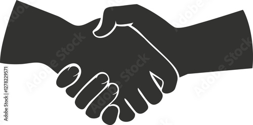 Silhouette of a handshake symbolizing agreement and partnership.