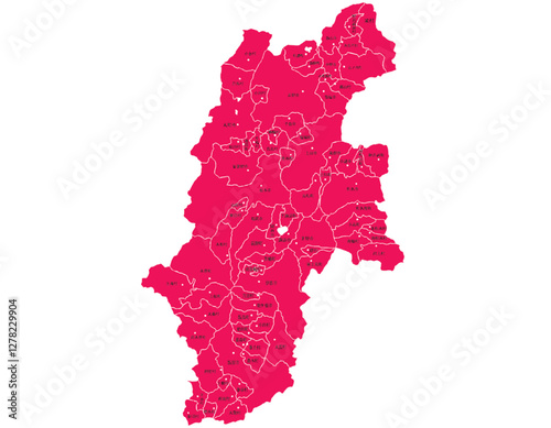 長野県　地図　マゼンタ　斑点　イラスト