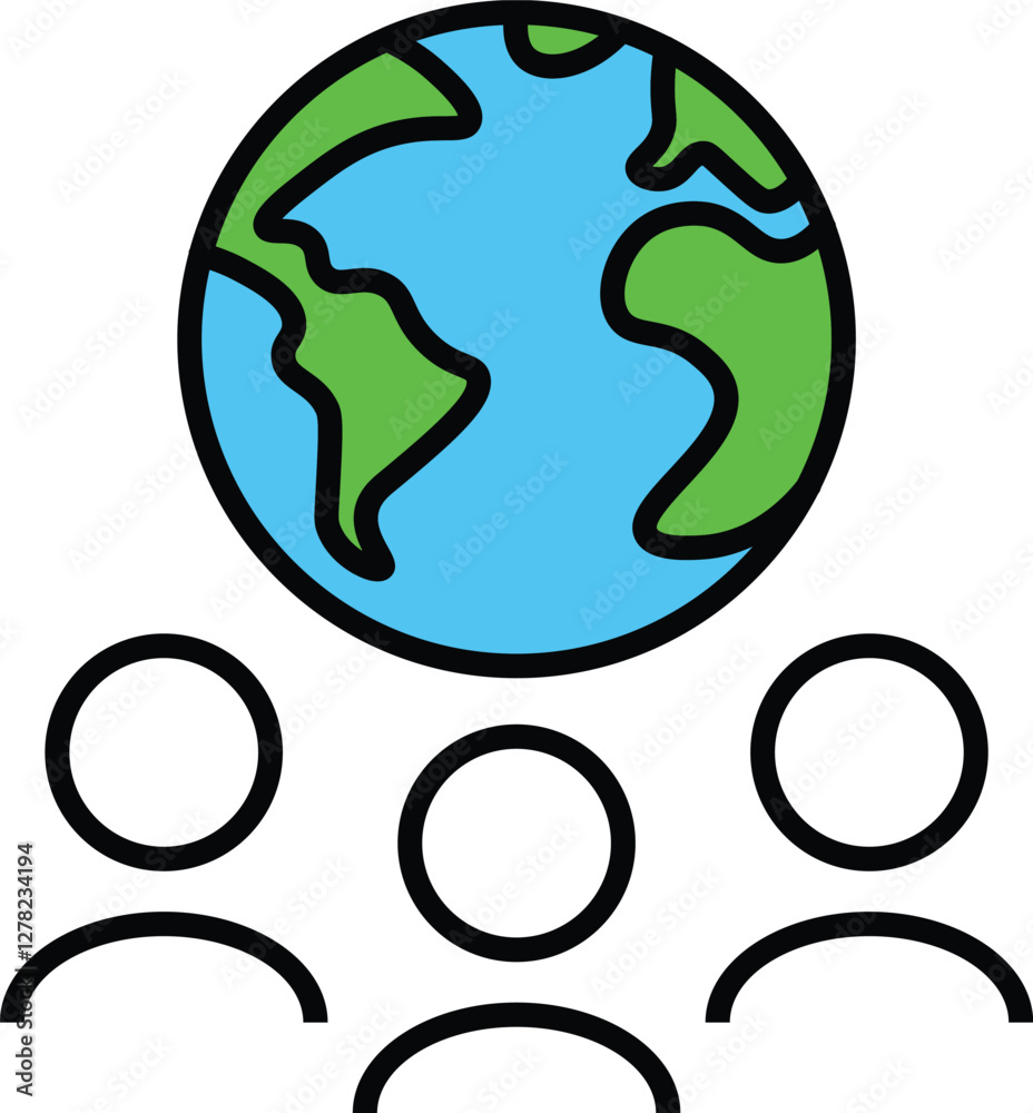 Obraz premium World business icon, colorful, International organization, financial transactions, world map icons. Delivery service, global outsource