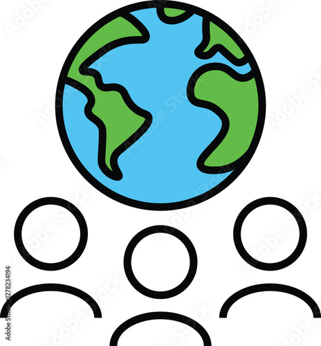 World business icon, colorful, International organization, financial transactions, world map icons. Delivery service, global outsource