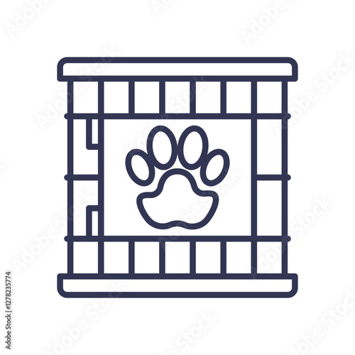 Pet crate with paw print symbolizes safety and comfort for pets.