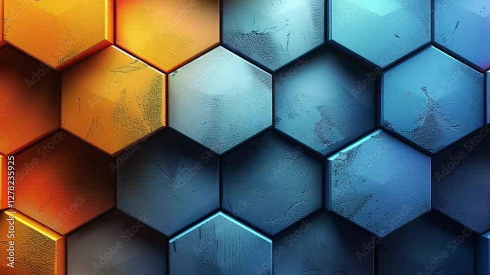 Multicolored digital hexagon abstract background. abstract background with hexagons. 4K Footage of Multicolored digital hexagon abstract background for banner, web design