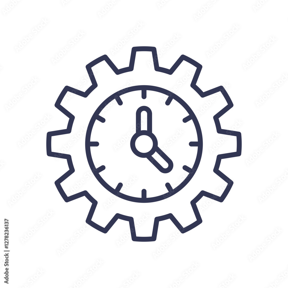 Gear and clock symbolize efficiency and timing, highlighting productivity and time management. Gear and clock symbolize efficiency and timing, highlighting productivity and time management.
