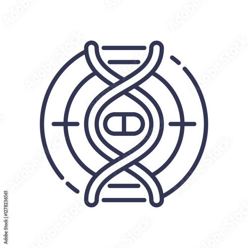 DNA helix with target and pill symbolizes precision medicine in genetic targeting.