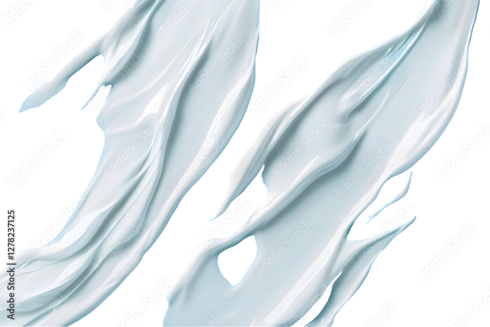 Abstract image of pale blue and white paint strokes on a transparent background. The paint is thick and textured, with visible brush strokes, PNG Abstract image of pale blue and white paint strokes on a transparent background. The paint is thick and textured, with visible brush strokes, PNG
