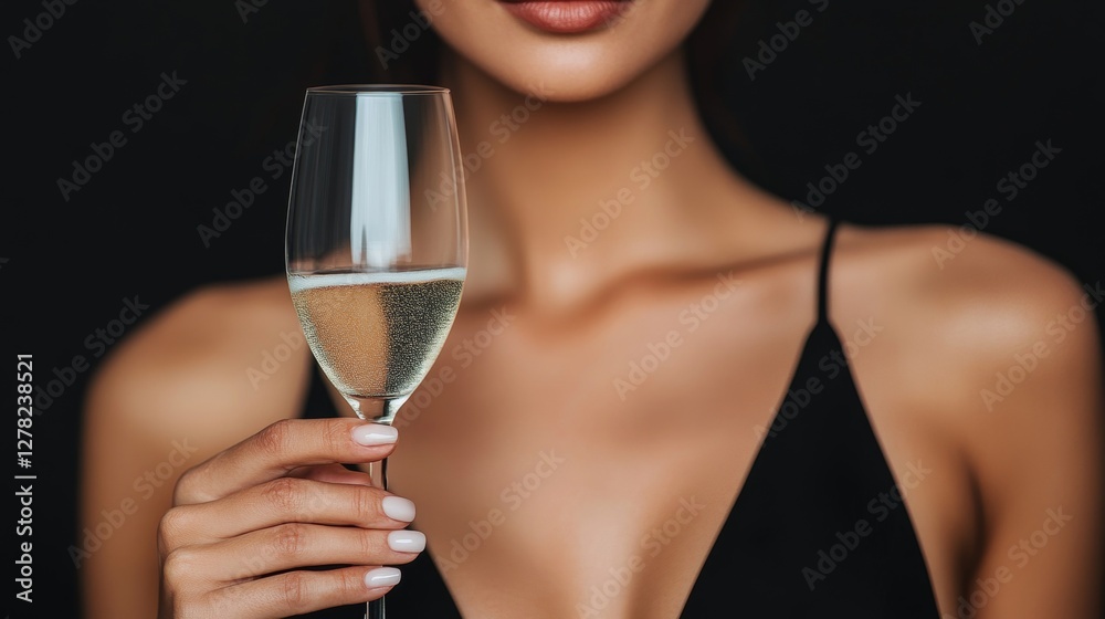 elegant woman holding a wine glass, dressed in evening attire, luxurious setting elegant woman holding a wine glass, dressed in evening attire, luxurious setting