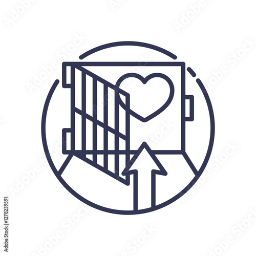 Open door with heart symbolizes trust and openness.